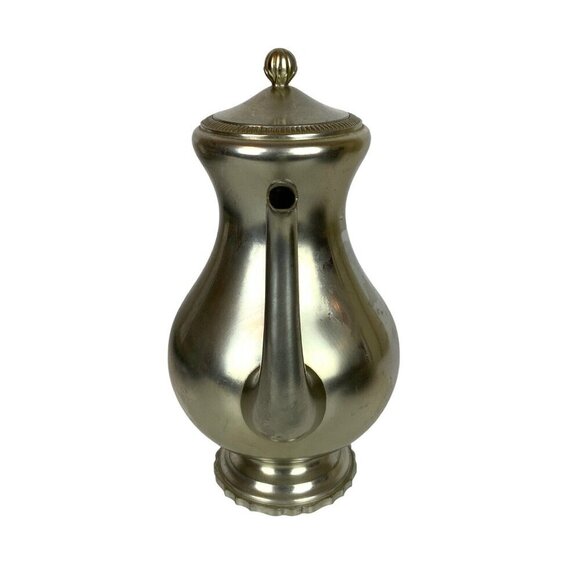 Royal Holland Daalderop KMD Pewter Coffee Pot Server Woven Handle Hinged Lid - Picture 4 of 7